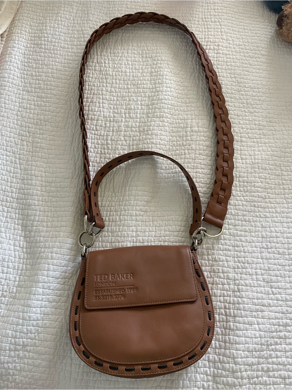 Ted Baker Tan Braided-Strap Leather Crossbody Bag